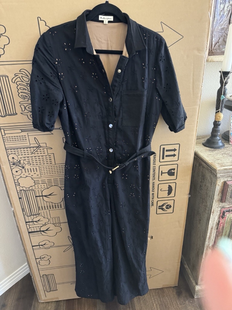 Nwt For Love And Lemons Black Eyelet Button Up Jumpsuit Cropped Size Xl